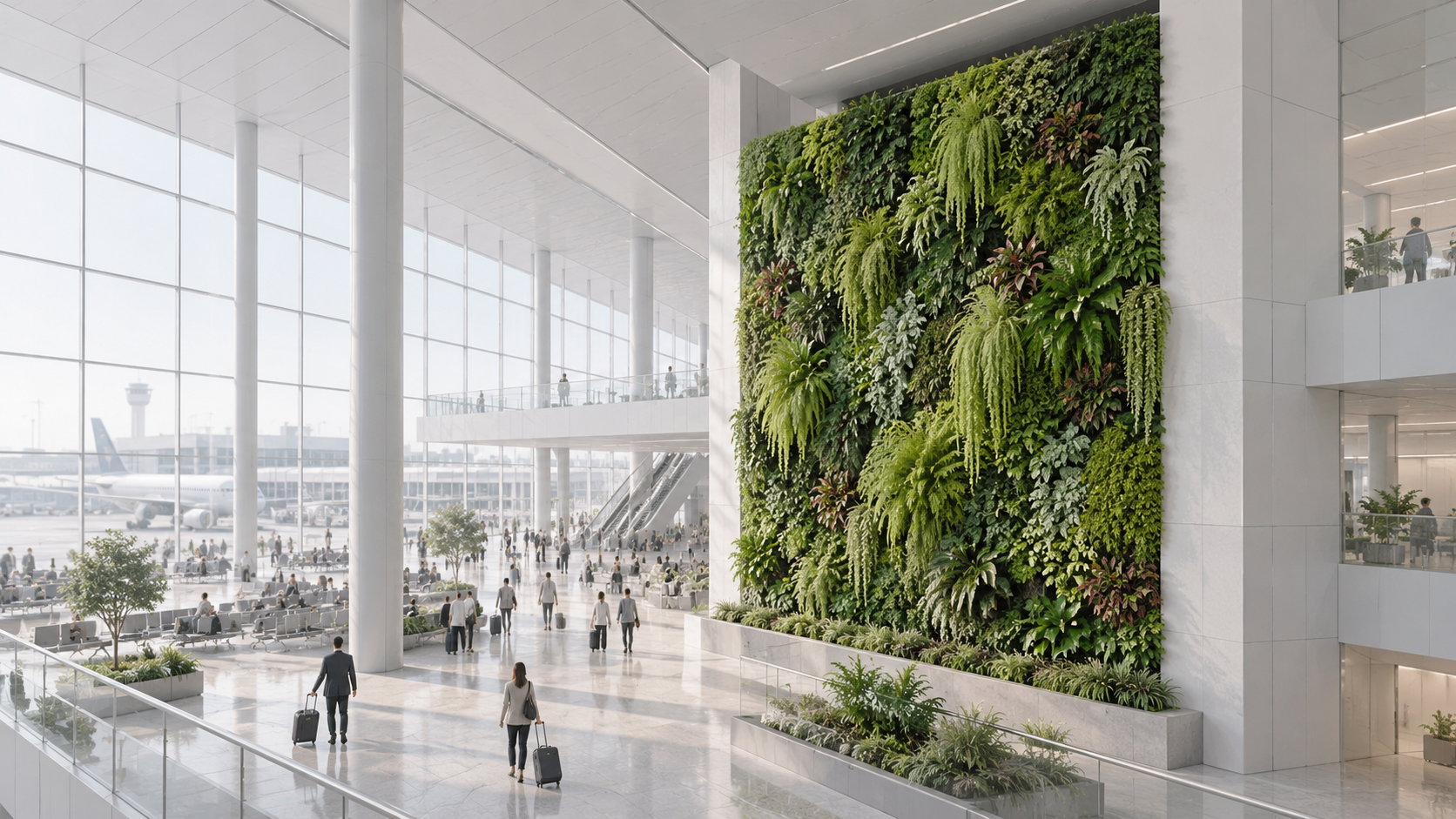 Biophilic Airport Concourse in Daylight