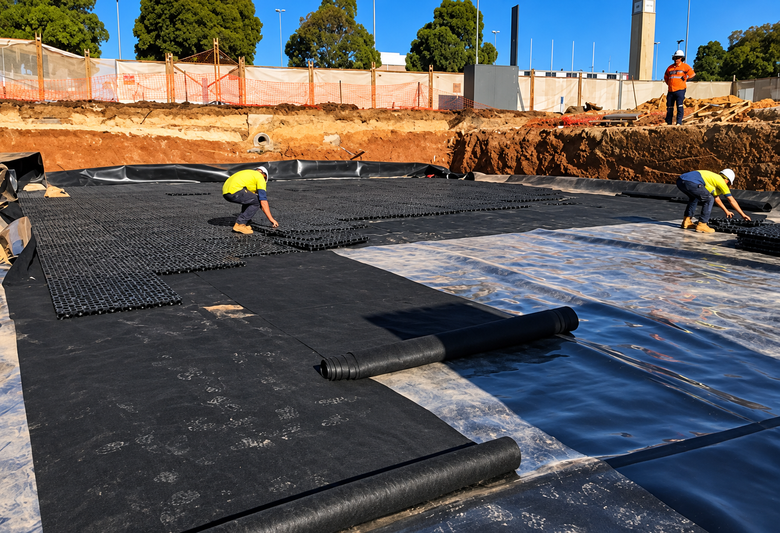 Geotextile Grid Installation Site
