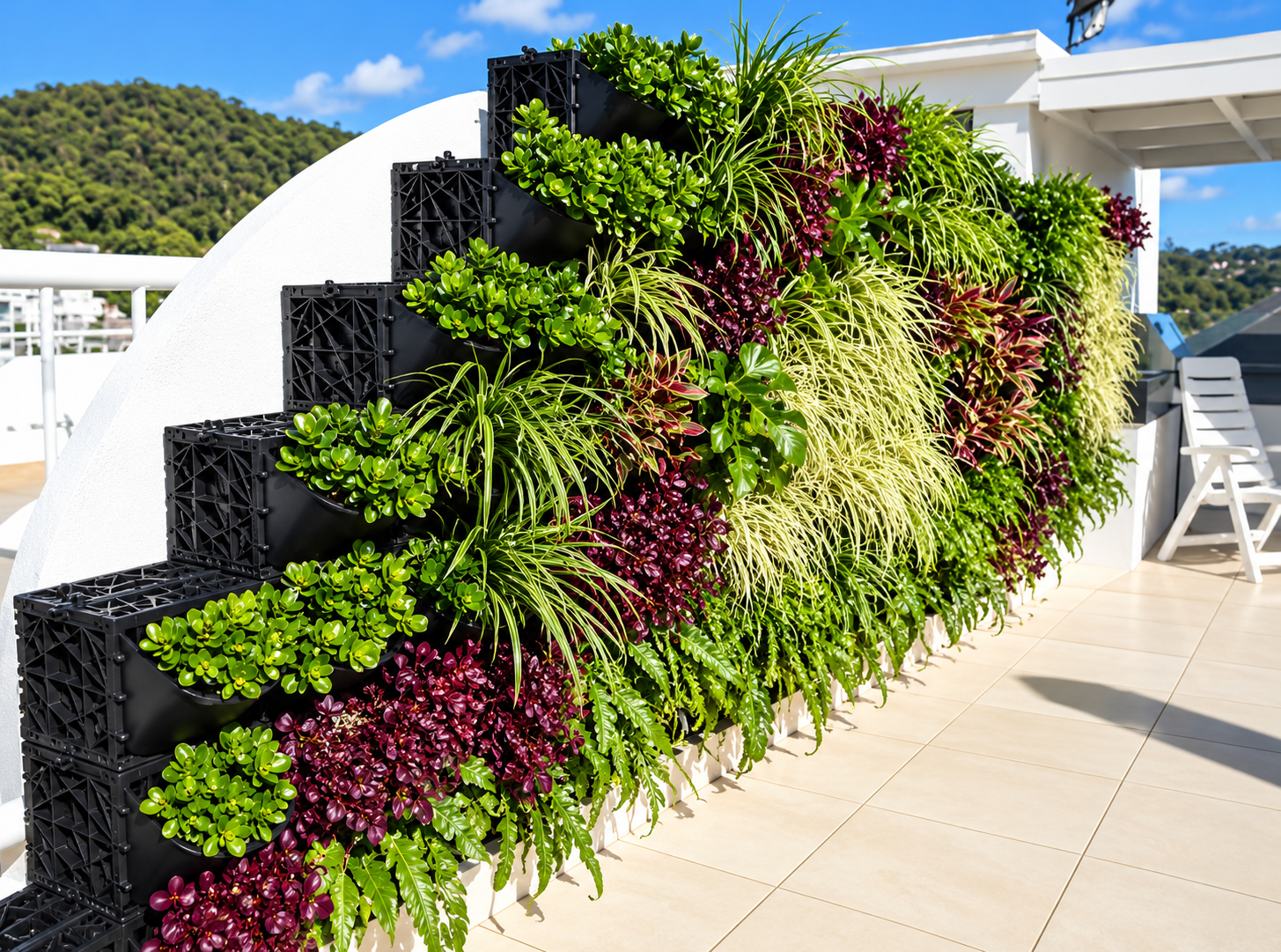 Lush Tiered Vertical Garden Terrace